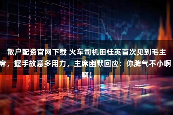 散户配资官网下载 火车司机田桂英首次见到毛主席，握手故意多用力，主席幽默回应：你脾气不小啊！