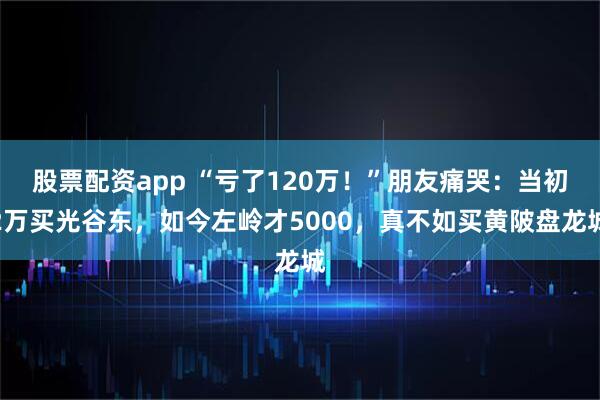 股票配资app “亏了120万！”朋友痛哭：当初2万买光谷东，如今左岭才5000，真不如买黄陂盘龙城